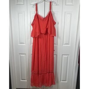 Ashley Nell Tipton Women Dress Plus Size 3X Sleeveless Off Shoulder Red Lace
